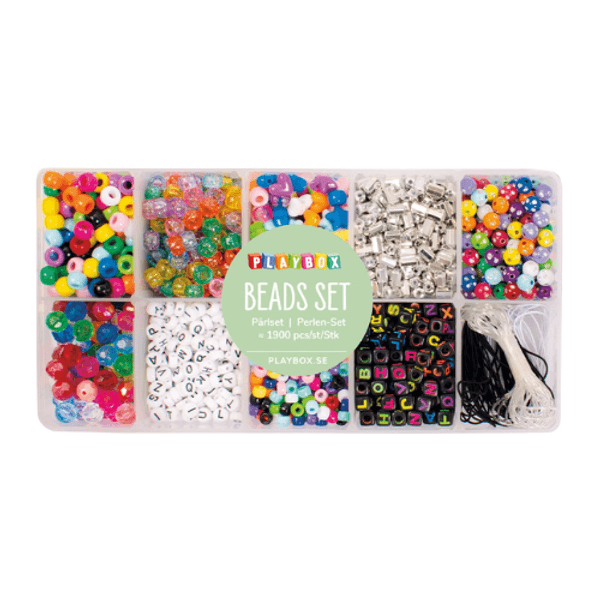 Plastperler i oppbevaringsboks – ca. 1900 deler
