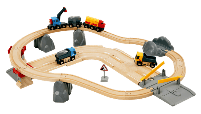 Hovedbilde BRIO® World Tog- og veibanesett med kran - 32 ...